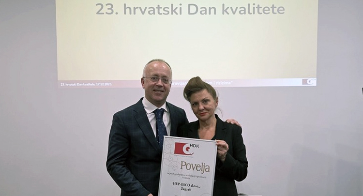 HEP-ESCO dobio priznanje Hrvatskog društva za kvalitetu